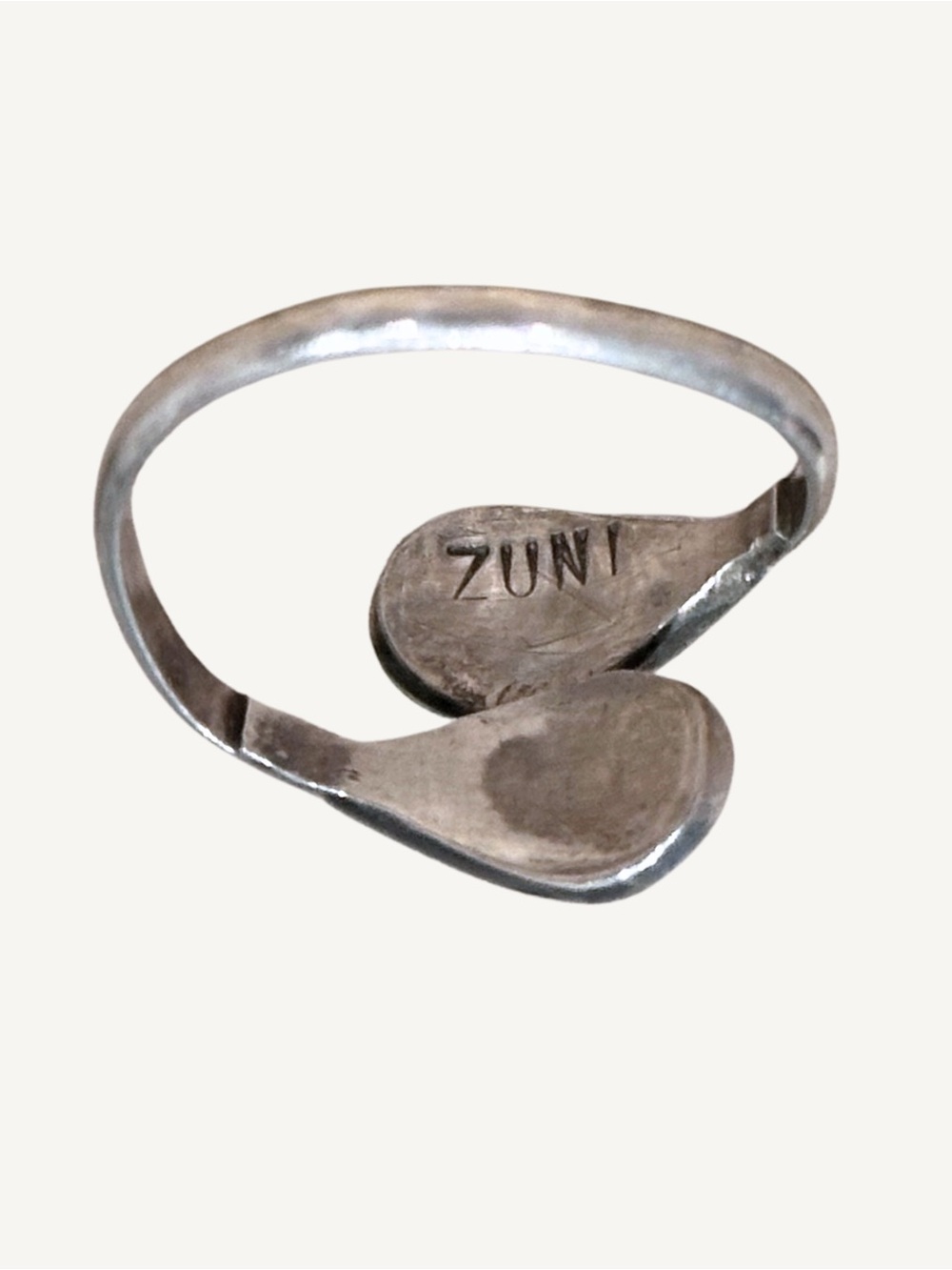 Signed Zuni Sterling Turquoise Coral MOP Onyx Size 6.5 Vintage Bypass Ring - Picture 2 of 10